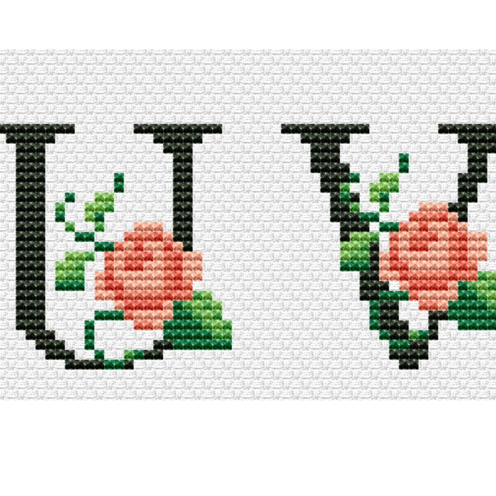 Floral Alphabet Cross Stitch Pattern | Complete A-Z & Numbers | Instant Download PDF