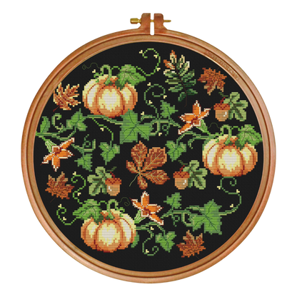 Fall cross stitch pattern, Halloween, Fall cross stitch PDF, Thanksgiving, Autumn Season Hand Embroidery. Modern counted cross stitch chart.