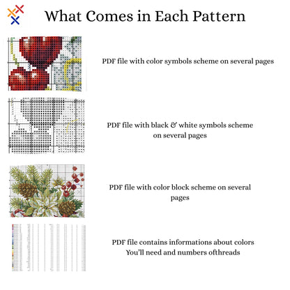 Christmas Wishes PDF Counted cross stitch pattern Holiday Digital cross stitch chart Christmas PDF cross stitch pattern