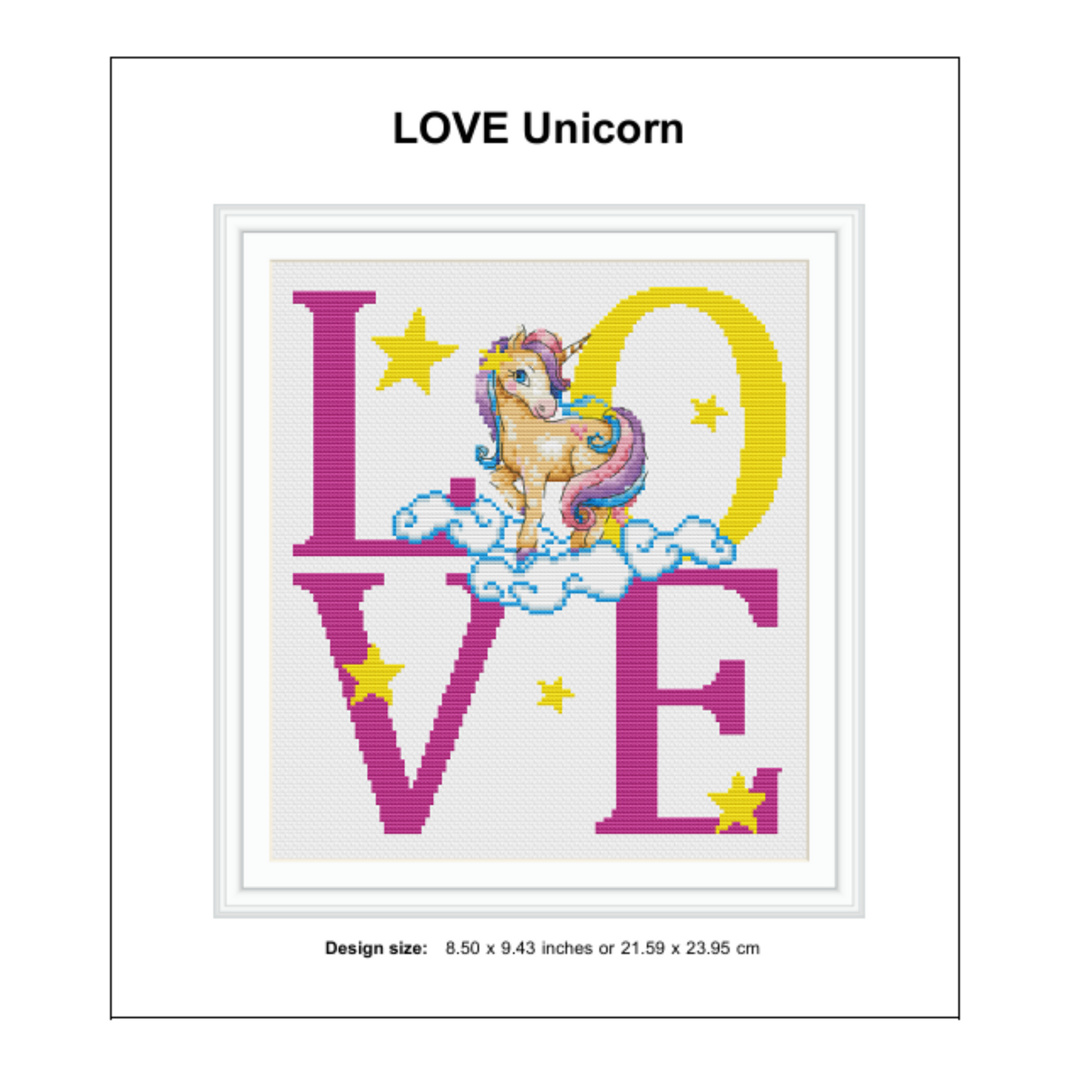 Unicorn Love Cross Stitch Pattern - Instant Download