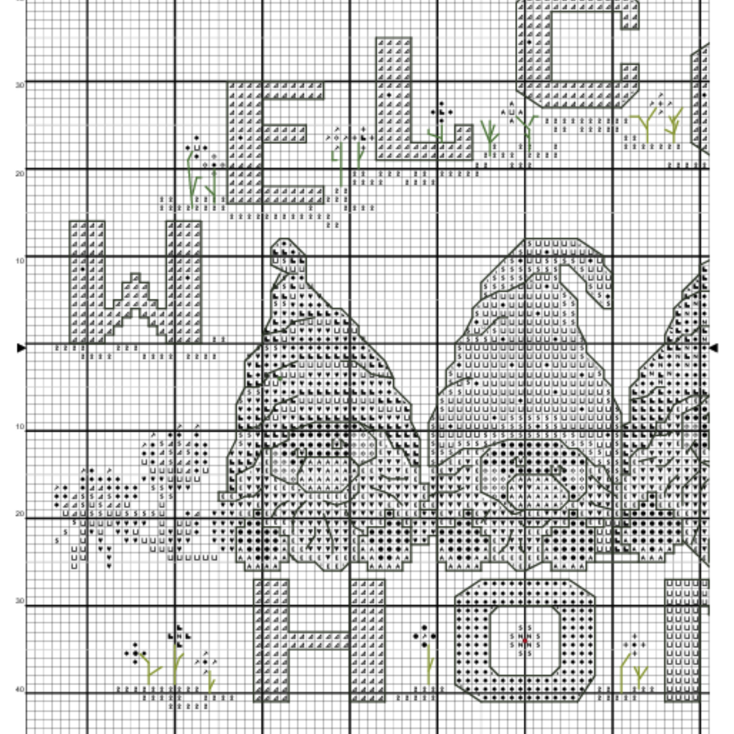 Welcome Home Gnomes Cross Stitch PDF | Instant Download | Cute Counted Cross Stitch Chart | Modern Cross Stitch