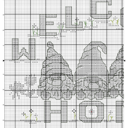 Welcome Home Gnomes Cross Stitch PDF | Instant Download | Cute Counted Cross Stitch Chart | Modern Cross Stitch