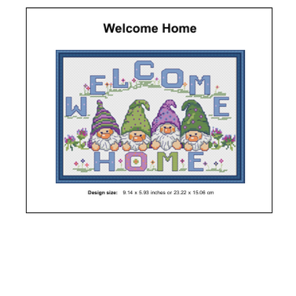Welcome Home Gnomes Cross Stitch PDF | Instant Download | Cute Counted Cross Stitch Chart | Modern Cross Stitch