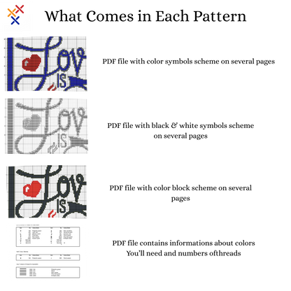 Love and Coffee cross stitch pattern | Cross Stitch Pattern PDF Downloadable Needlework Chart Digital Download