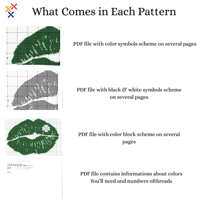 Kiss Cross Stitch Pattern | Monochrome Cross Stitch Pattern |PDF instant download