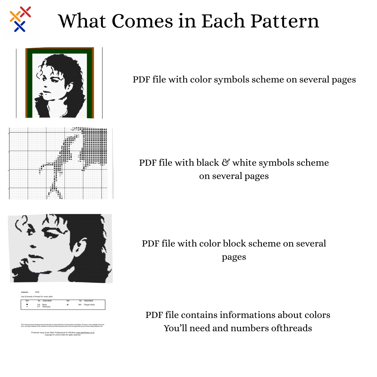 Michael Jackson Cross Stitch Pattern, Digital PDF Download, Monochrome Blackwork, Instant Download PDF