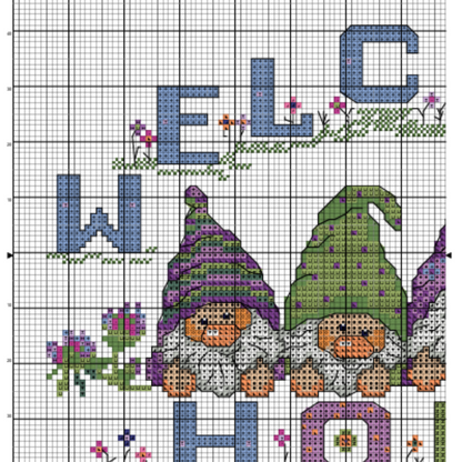 Welcome Home Gnomes Cross Stitch PDF | Instant Download | Cute Counted Cross Stitch Chart | Modern Cross Stitch