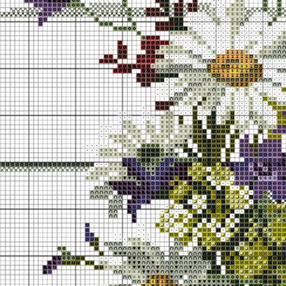 Daisies Counted cross stitch pattern | Spring flowers Digital cross stitch chart | Modern flower embroidery| Daisy floral stitching