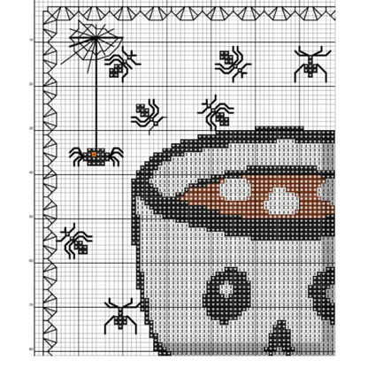 Spooky Cups Cross Stitch pattern | Halloween cross stitch | Instant Download PDF