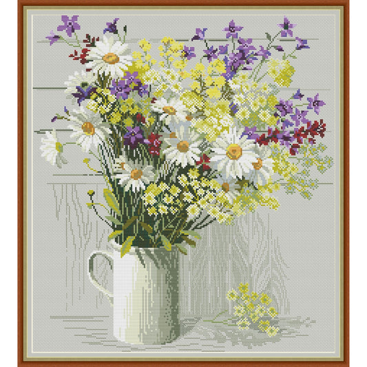 Daisies Counted cross stitch pattern | Spring flowers Digital cross stitch chart | Modern flower embroidery| Daisy floral stitching