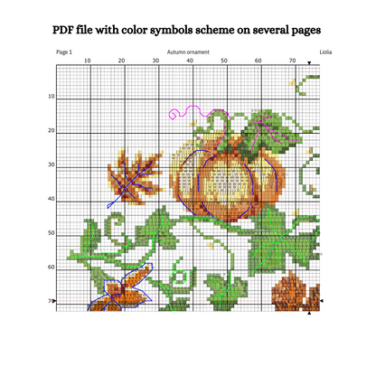 Fall cross stitch pattern, Halloween, Fall cross stitch PDF, Thanksgiving, Autumn Season Hand Embroidery. Modern counted cross stitch chart.