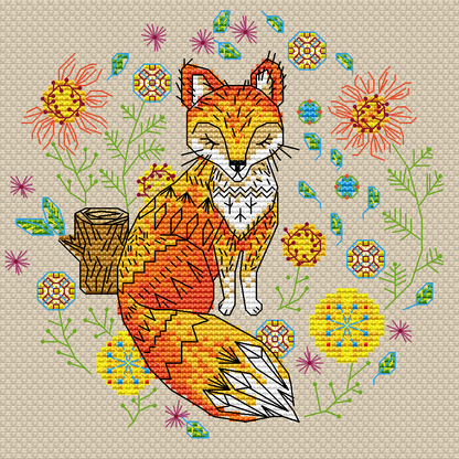 Autumn Fox Animal Counted Cross Stitch Pattern |Instant Download PDF