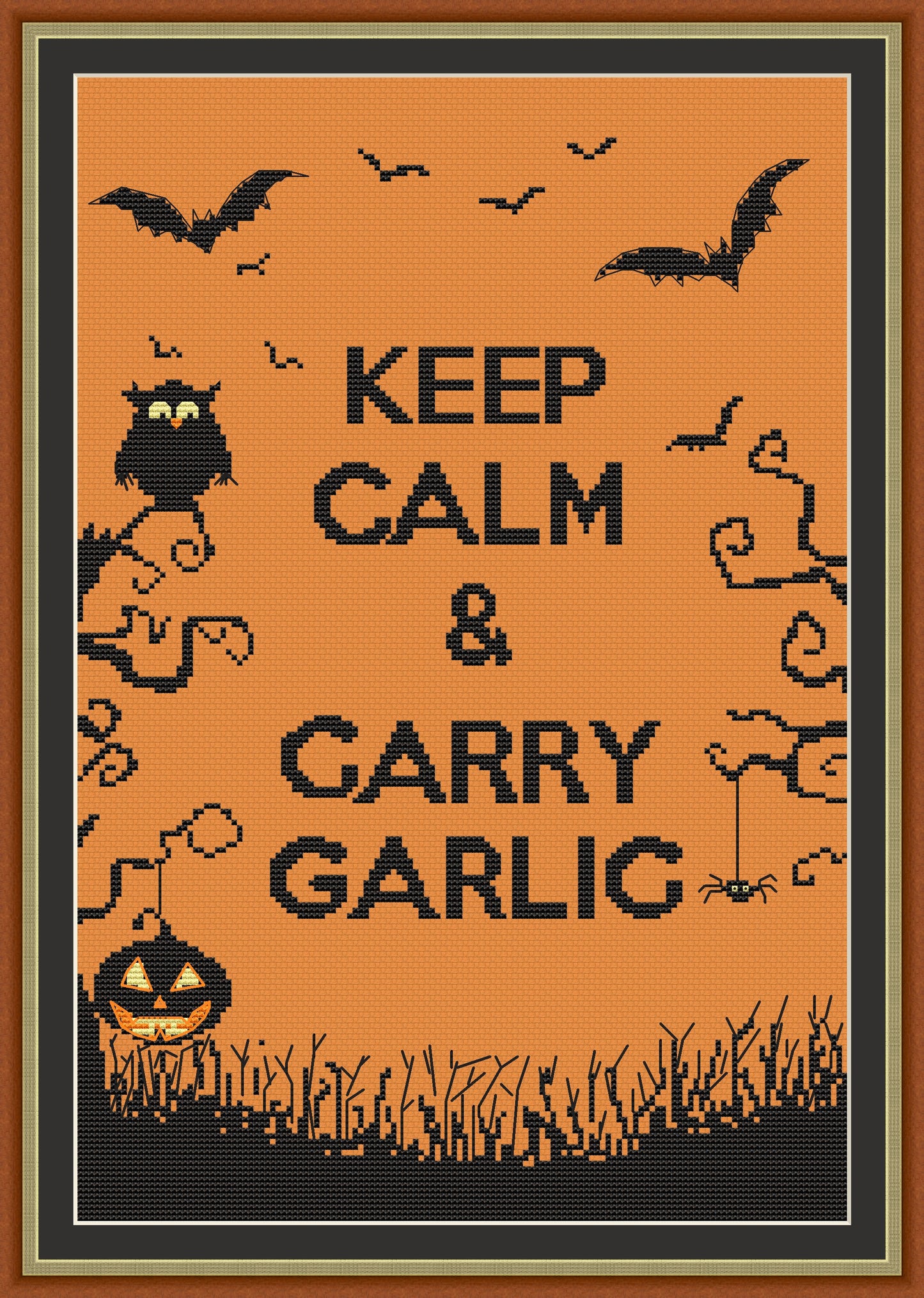 Funny Halloween Cross Stitch pattern | Halloween cross stitch | Instant Download PDF| Monochrome cross stitch