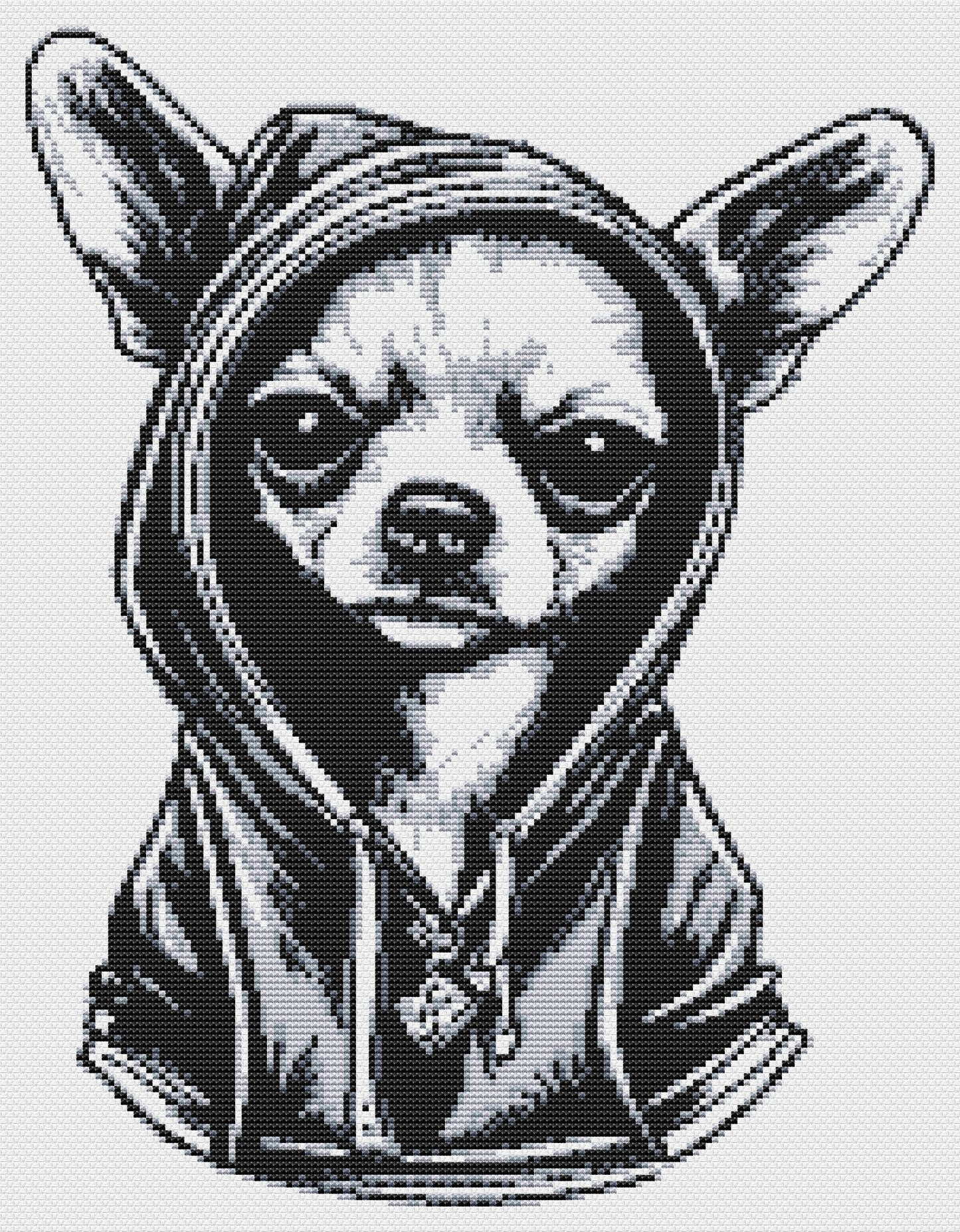 Chihuahua Counted Cross-Stitch Pattern, Dog Cross Stitch Pattern, Monochrome Cross Stitch, Instant PDF Download
