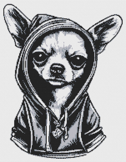 Chihuahua Counted Cross-Stitch Pattern, Dog Cross Stitch Pattern, Monochrome Cross Stitch, Instant PDF Download