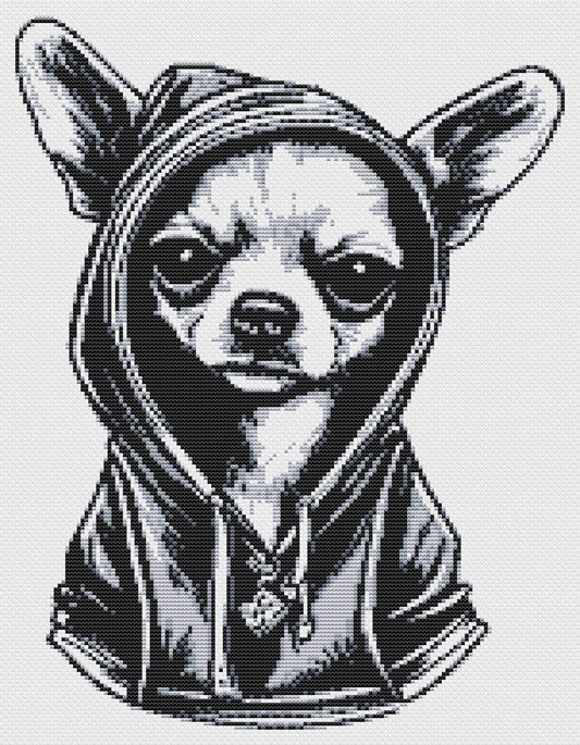 Chihuahua Counted Cross-Stitch Pattern, Dog Cross Stitch Pattern, Monochrome Cross Stitch, Instant PDF Download
