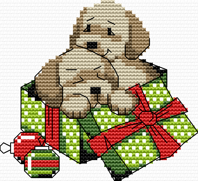 Christmas Gift Counted Cross Stitch | PDF cross stitch pattern | Holiday Digital cross stitch chart