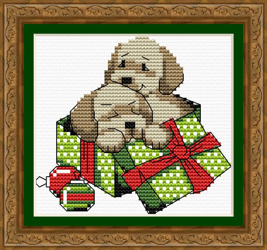 Christmas Gift Counted Cross Stitch | PDF cross stitch pattern | Holiday Digital cross stitch chart