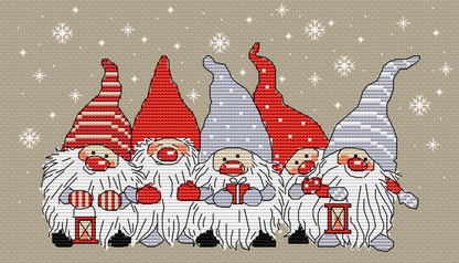 Christmas Gnomes PDF Counted cross stitch pattern | Holiday Digital cross stitch chart | Modern Christmas Gnomes cross stitch pattern