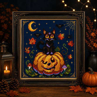 Midnight Pumpkin Magic — Cross Stitch Pattern PDF