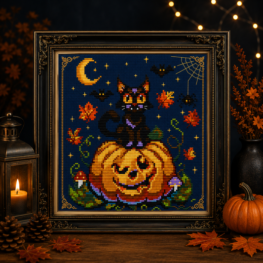 Midnight Pumpkin Magic — Cross Stitch Pattern PDF