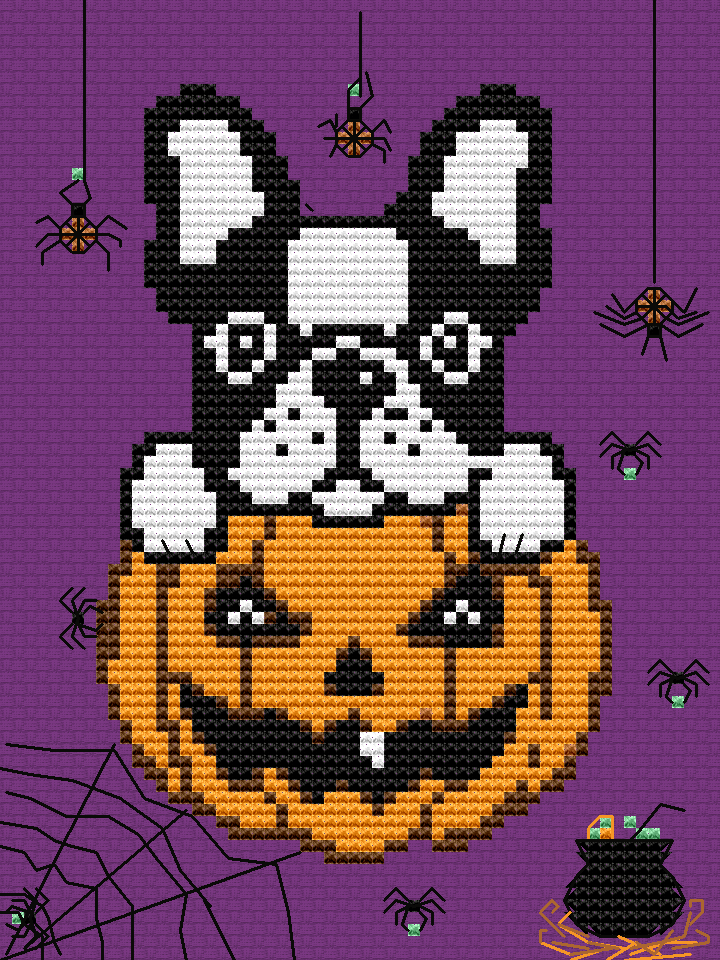 Halloween Time  Animal Cross Stitch Embroidery Needlepoint Pattern PDF Ready For Instant Download