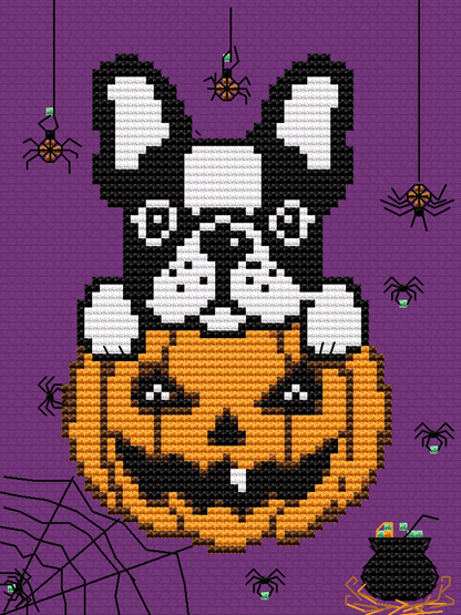 Halloween Time  Animal Cross Stitch Embroidery Needlepoint Pattern PDF Ready For Instant Download