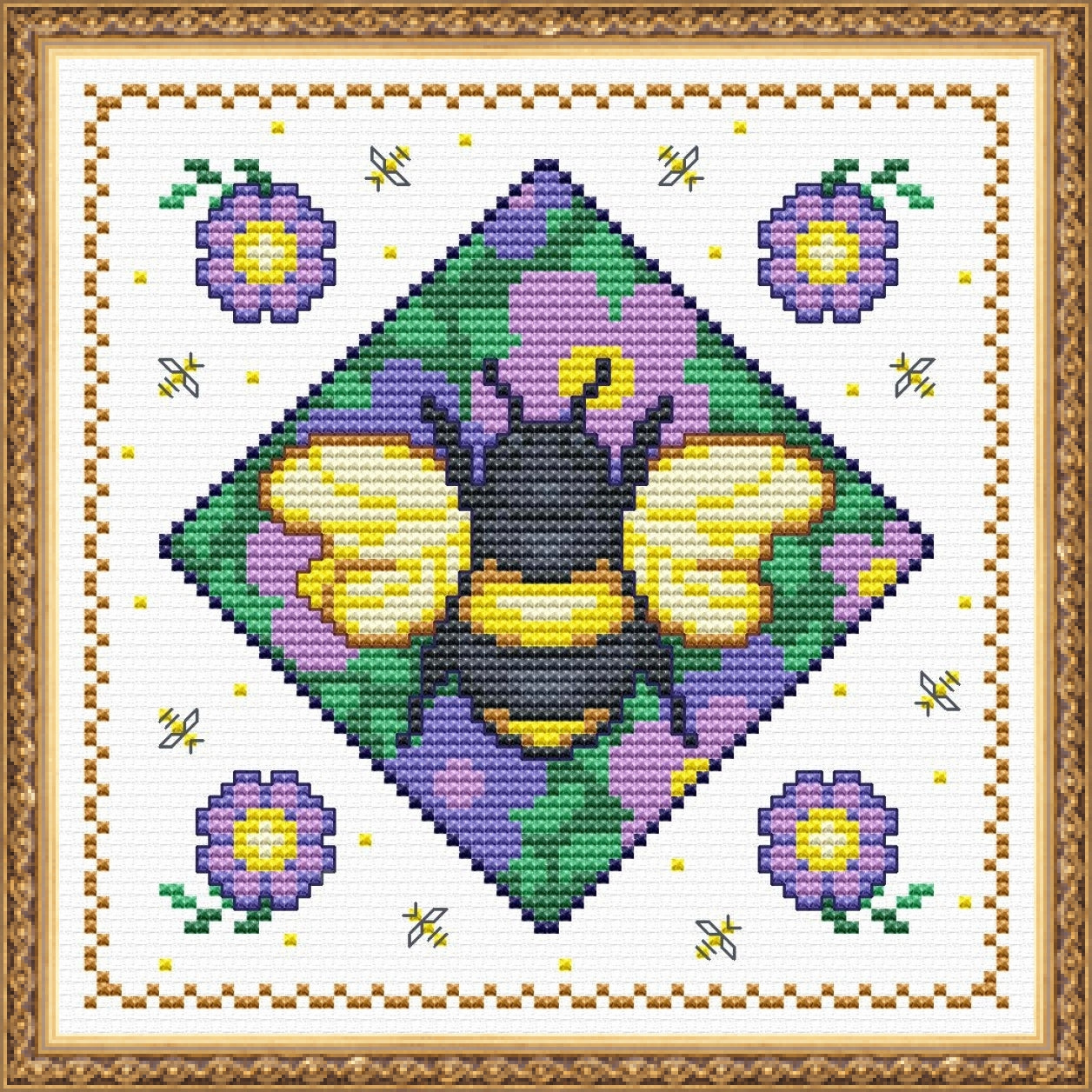 Happy Bee Cross Stitch Pattern — PDF Instant Download