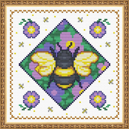 Happy Bee Cross Stitch Pattern — PDF Instant Download