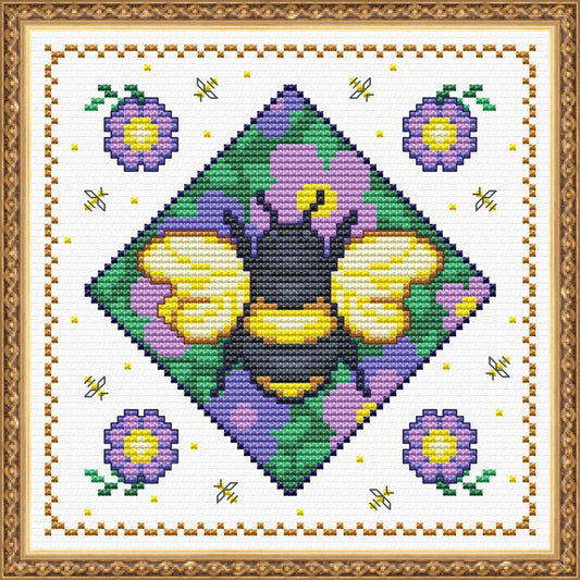 Happy Bee Cross Stitch Pattern — PDF Instant Download