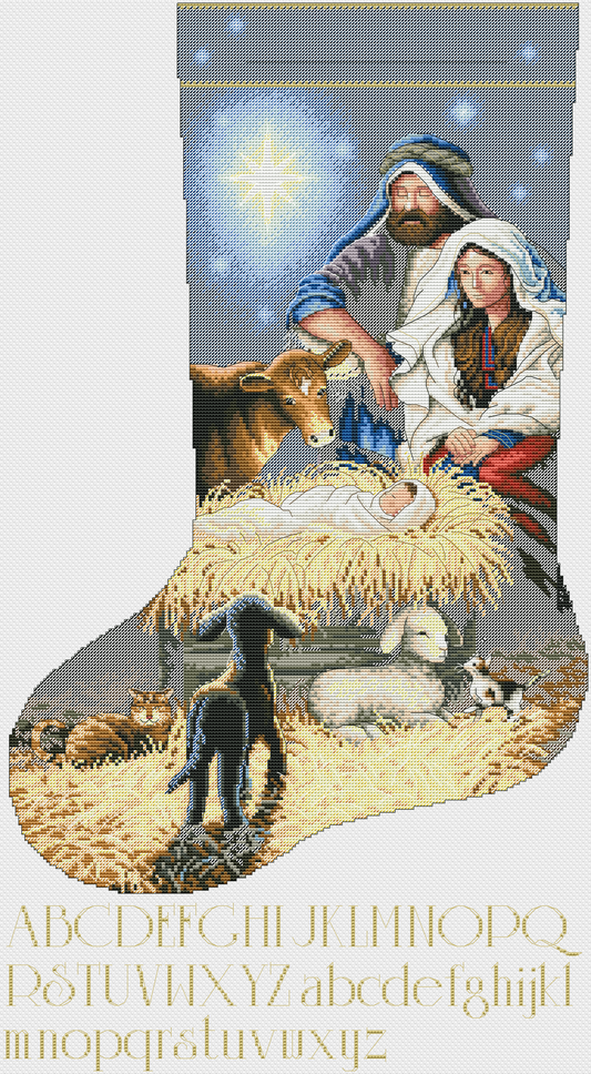 Christmas Stocking Holy nativity | PDF Counted cross stitch pattern | Christmas Digital cross stitch chart | Nativity PDF cross stitch patterns Eve | PDF cross stitch pattern