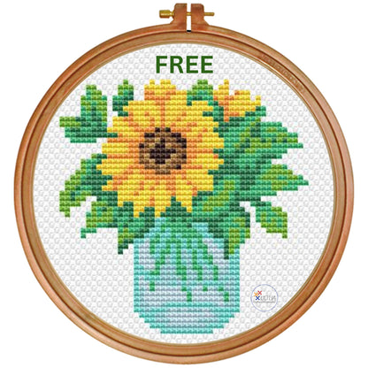 Little Sunflower Cross Stitch Pattern — FREE Instant PDF Download