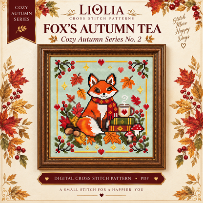 Fox’s Autumn Tea Cross Stitch Pattern PDF