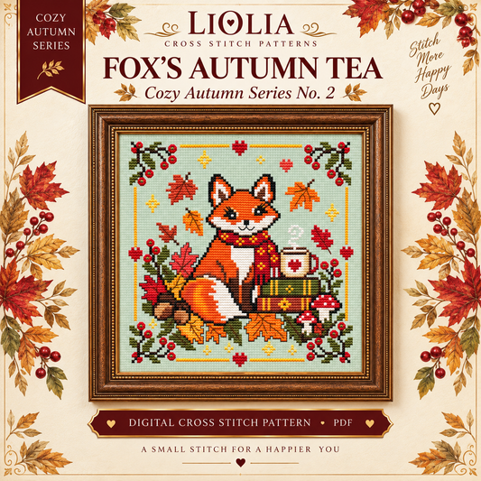 Fox’s Autumn Tea Cross Stitch Pattern PDF