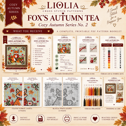 Fox’s Autumn Tea Cross Stitch Pattern PDF