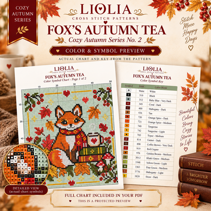 Fox’s Autumn Tea Cross Stitch Pattern PDF