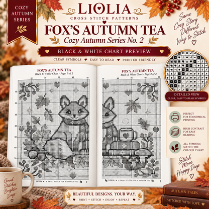 Fox’s Autumn Tea Cross Stitch Pattern PDF