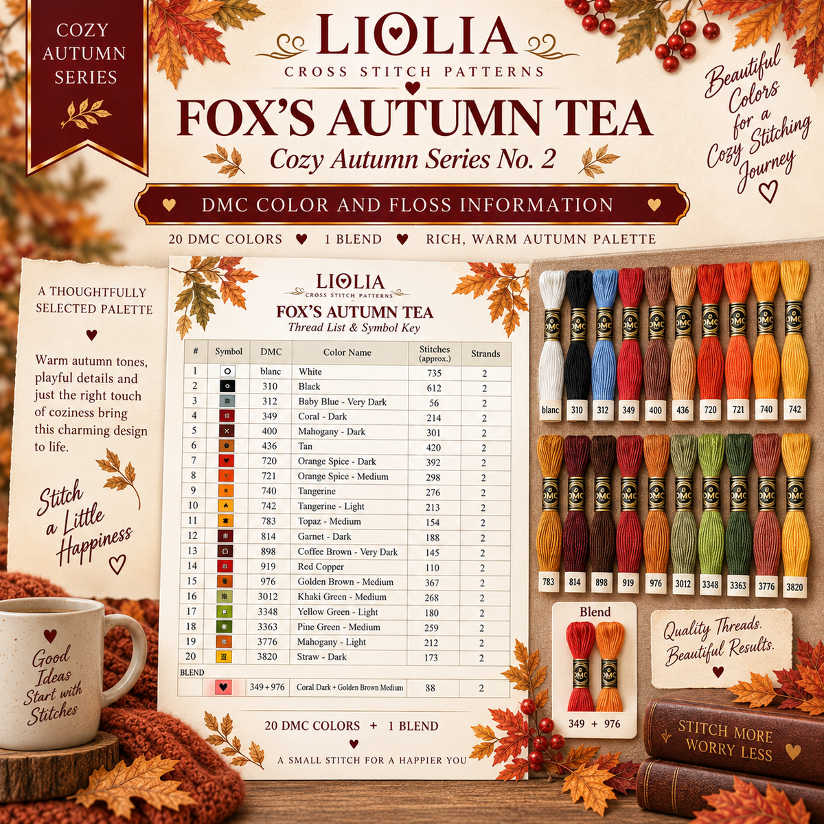 Fox’s Autumn Tea Cross Stitch Pattern PDF