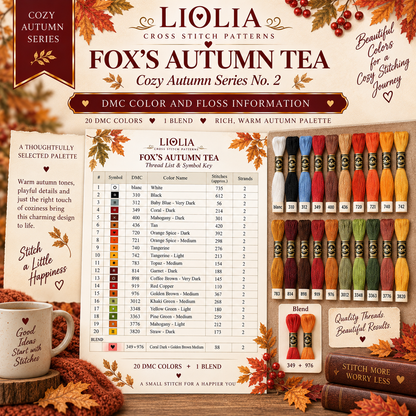 Fox’s Autumn Tea Cross Stitch Pattern PDF