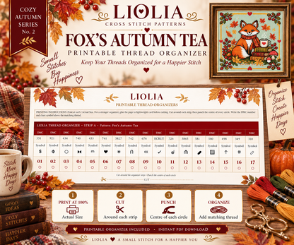 Fox’s Autumn Tea Cross Stitch Pattern PDF