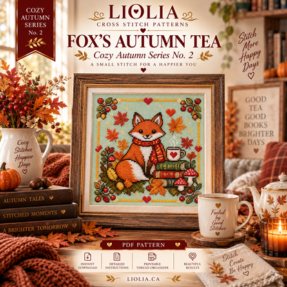 Fox’s Autumn Tea Cross Stitch Pattern PDF