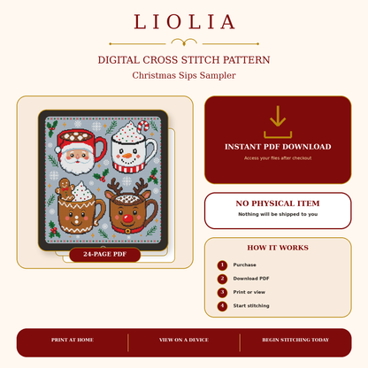 Christmas Sips Sampler – Cross Stitch Pattern PDF