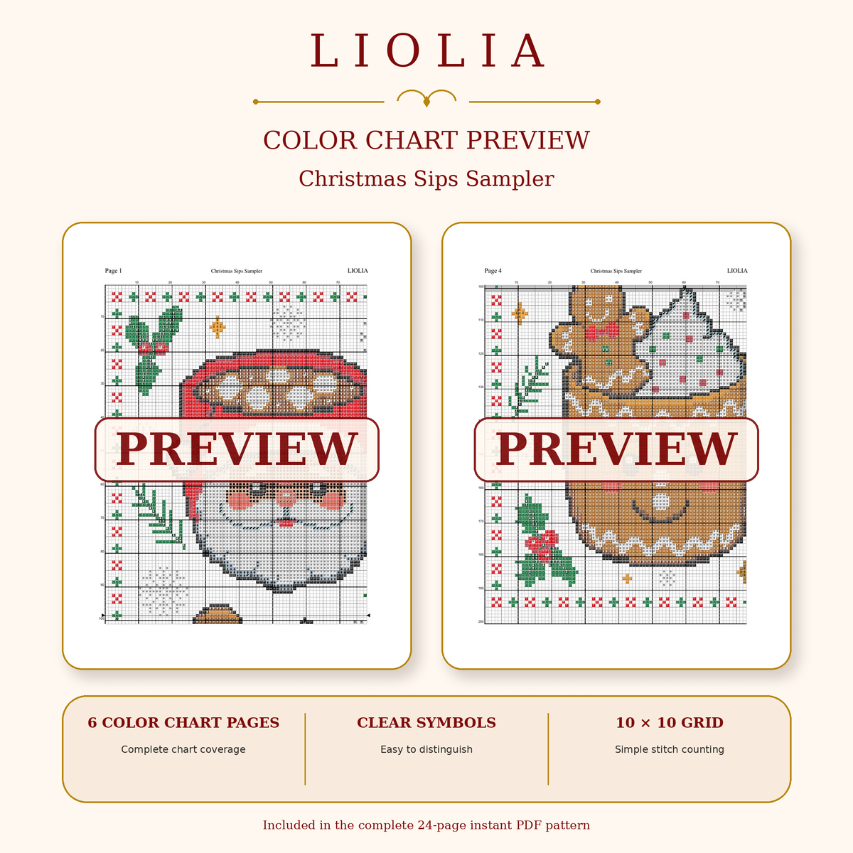 Christmas Sips Sampler – Cross Stitch Pattern PDF