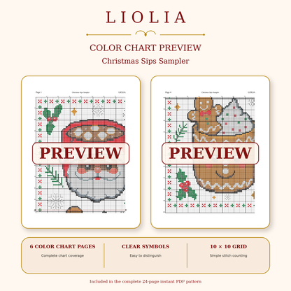 Christmas Sips Sampler – Cross Stitch Pattern PDF
