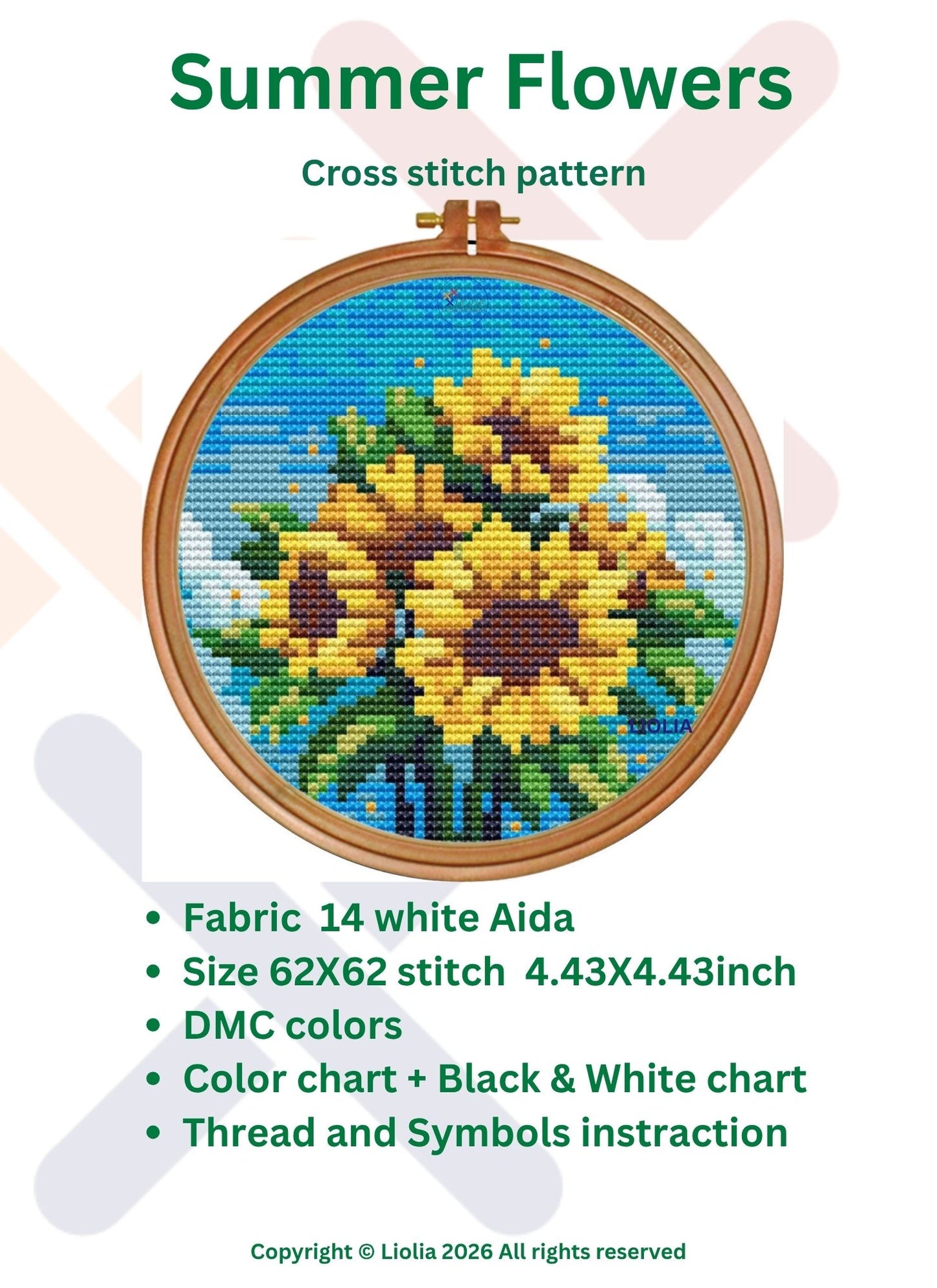 Sunflower Bouquet Cross Stitch Pattern — Instant PDF Download