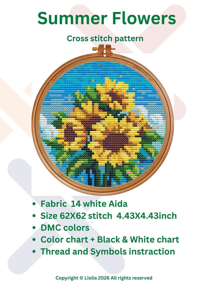 Sunflower Bouquet Cross Stitch Pattern — Instant PDF Download