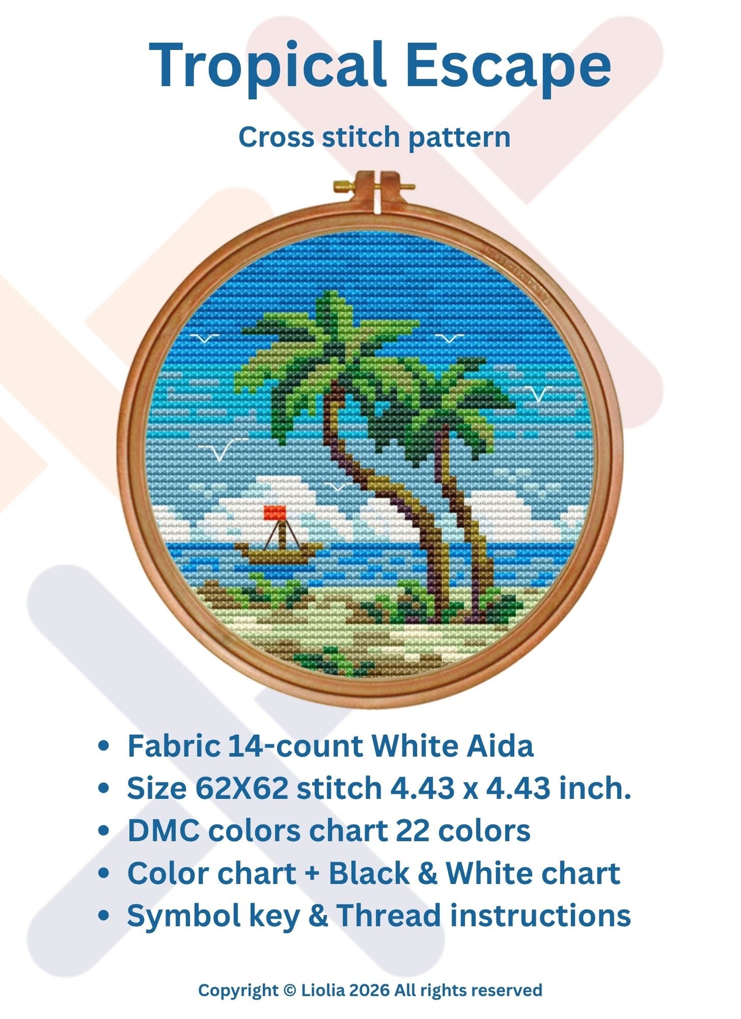Tropical Escape — Cross Stitch Pattern 🌴