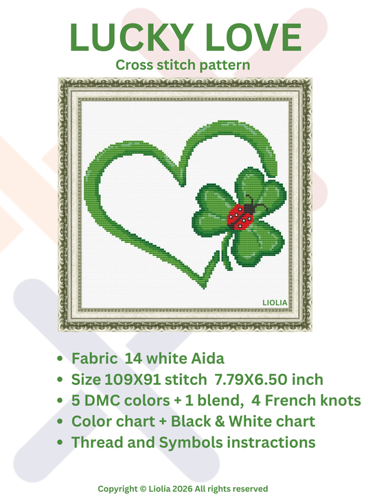 Lucky Love Cross Stitch Pattern PDF