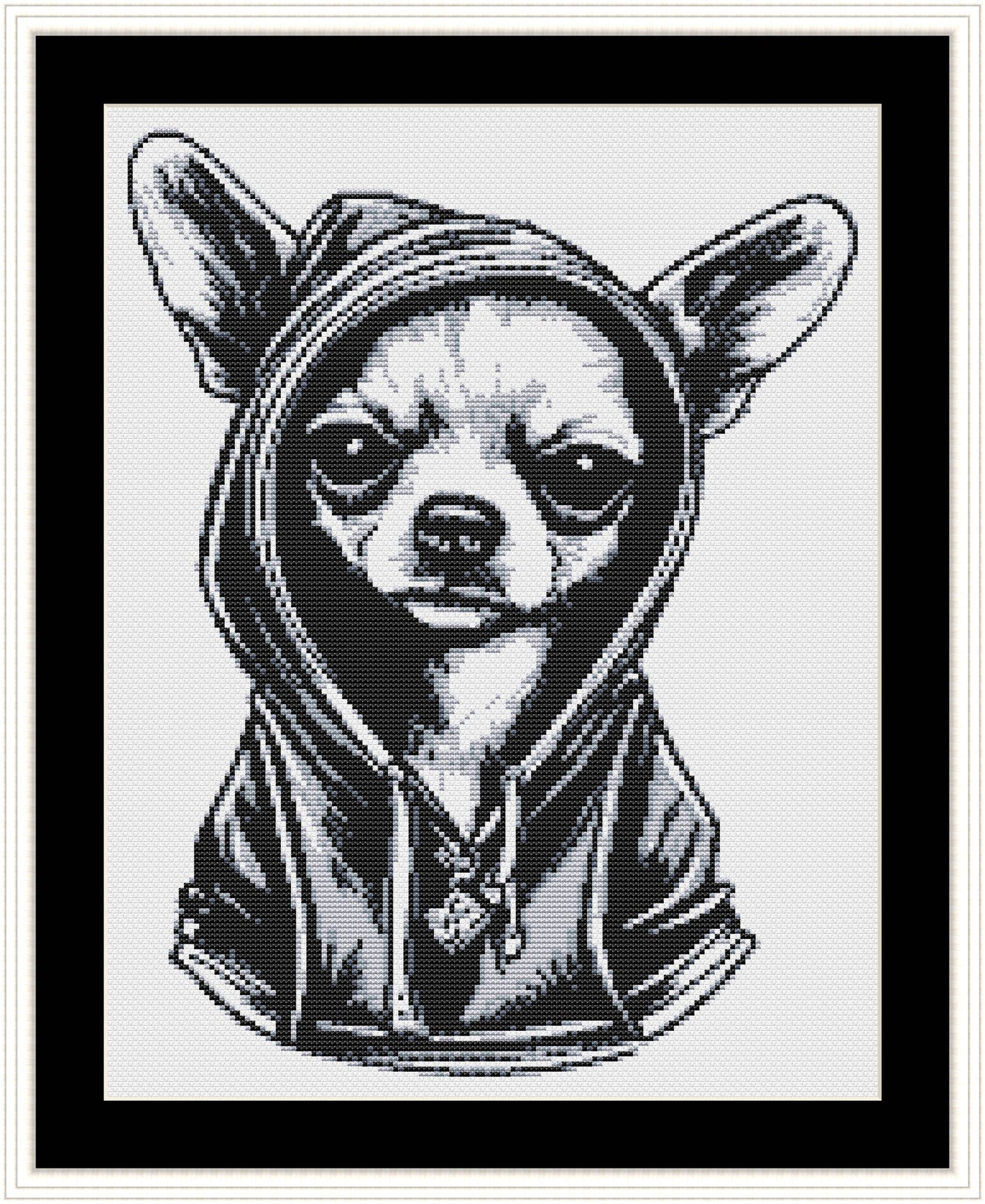 Chihuahua Counted Cross-Stitch Pattern, Dog Cross Stitch Pattern, Monochrome Cross Stitch, Instant PDF Download