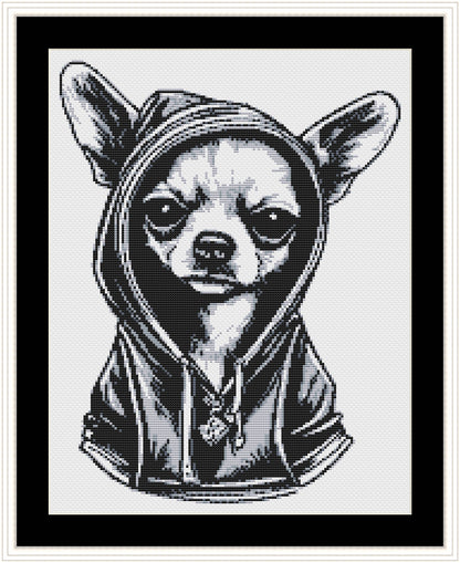 Chihuahua Counted Cross-Stitch Pattern, Dog Cross Stitch Pattern, Monochrome Cross Stitch, Instant PDF Download